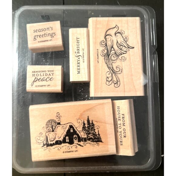 Stampin Up! "To You & Yours" Holiday Wood Mounted Rubber Stamp set 111706 - Picture 3 of 4